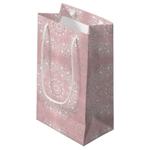 Sacola Para Presentes Pequena Padrão espiritual de mandala indiana rosa