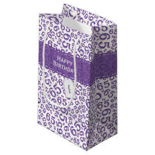 Sacola Para Presentes Pequena Padrão feliz de número roxo de Festa de aniversári
