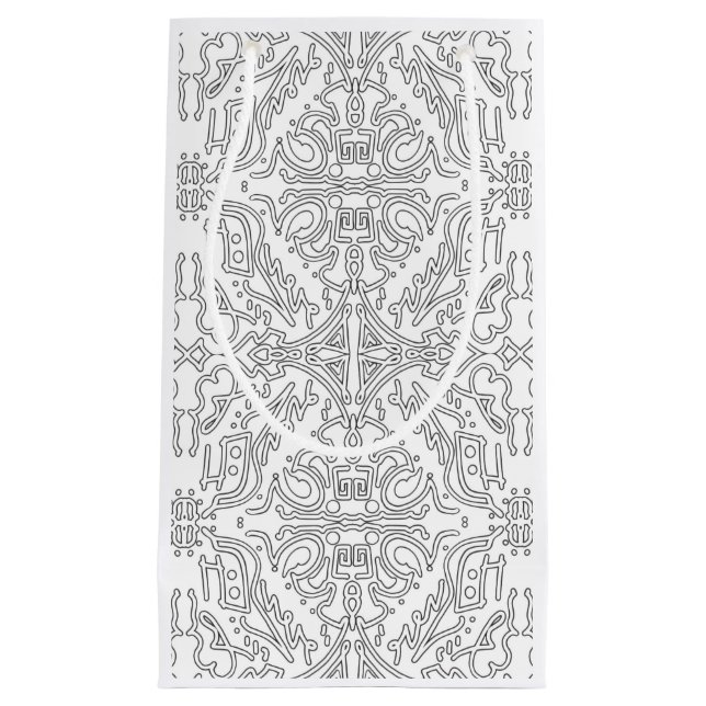 Sacola Para Presentes Pequena Padrão Floral Cinza Minimalista (Frente)
