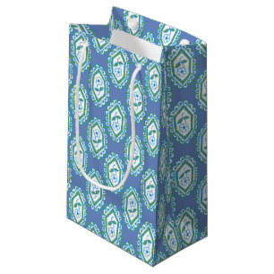 Sacola Para Presentes Pequena Padrão Floral de Viagem Azul Chic Periwinkle
