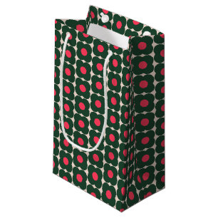 Sacola Para Presentes Pequena Padrão Floral Pop Retro Fofo   Verde de Natal