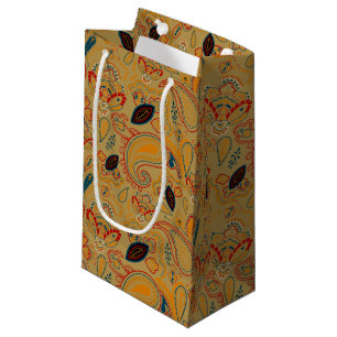 Sacola Para Presentes Pequena padrão floral retro-étnico de vinheta paisley