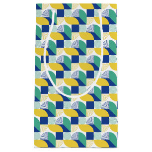 Sacola Para Presentes Pequena Padrão Geométrico Abstrato Verde Azul