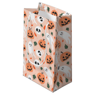 Sacola Para Presentes Pequena Padrão Ghost e Jack-O-Lanterna Bonito