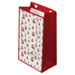 Sacola Para Presentes Pequena Padrão natalício - Raposa vermelha e clara, padrão