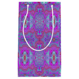 Sacola Para Presentes Pequena Padrão Ondulado de Mármore Trippy Magenta e Azul