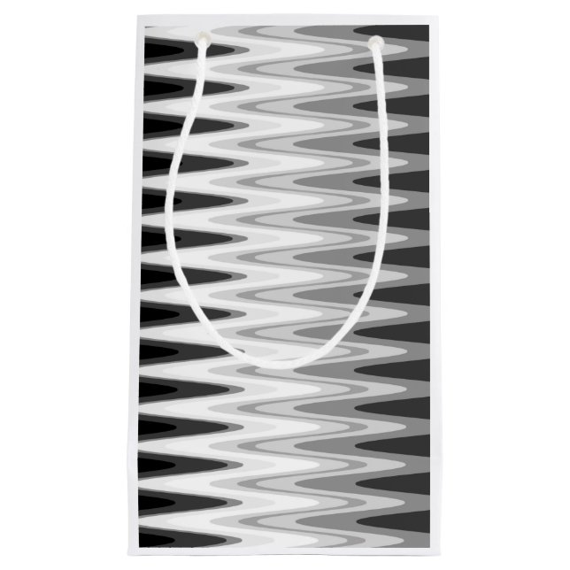 Sacola Para Presentes Pequena Padrão Preto Branco Cinza Zig Zag (Frente)