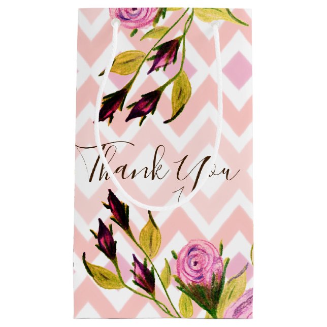 Sacola Para Presentes Pequena Padrão Rosa Moderno (Frente)