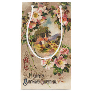 Sacola Para Presentes Pequena Paisagem floral dos cumprimentos do cartão de