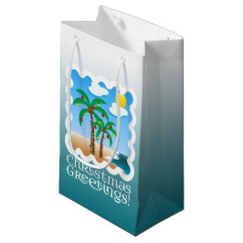 Sacola Para Presentes Pequena Palm Tree Holidy Lights Beach Natal
