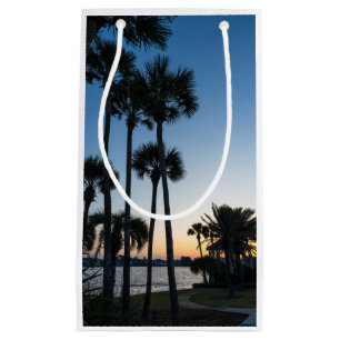 Sacola Para Presentes Pequena Palm Trees Sunrise Destina-se à Flórida Altura do