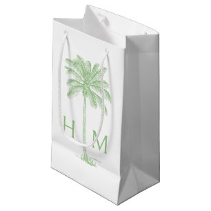 Sacola Para Presentes Pequena Palmeira Palmetto Verde Costeira Monograma