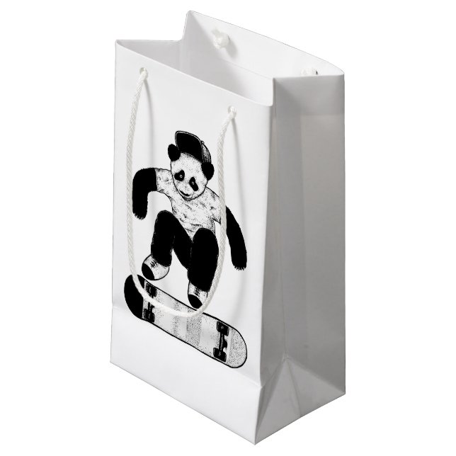Sacola Para Presentes Pequena Panda de Skate (Frente inclinada)