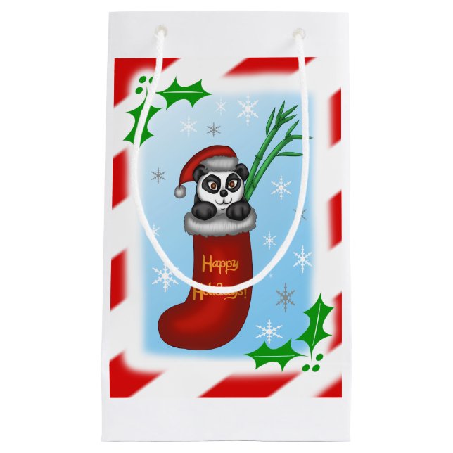 Sacola Para Presentes Pequena Panda Natal (Frente)