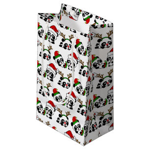 Sacola Para Presentes Pequena Pandas de Natal