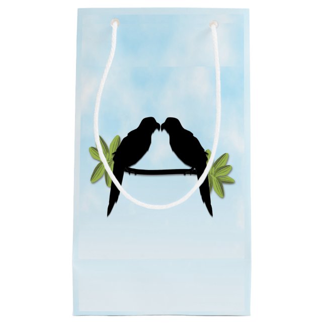 Sacola Para Presentes Pequena Papagaio Amor (Frente)
