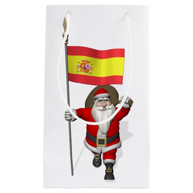Sacola Para Presentes Pequena Papai Noel Com Alferes De Espanha (Frente)
