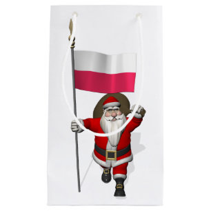 Sacola Para Presentes Pequena Papai Noel Com Bandeira De Polônia