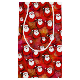 Sacola Para Presentes Pequena Papai Noel com Fundo Vermelho e Laranja