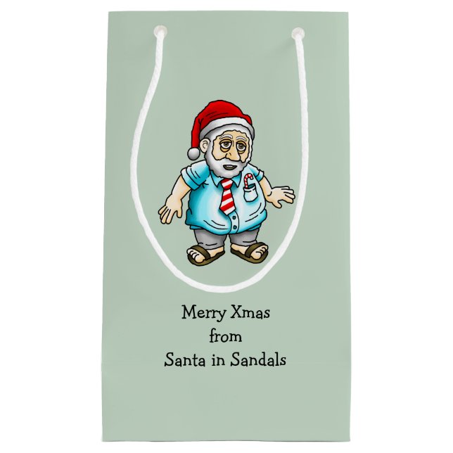 Sacola Para Presentes Pequena Papai Noel de Sandália (Frente)