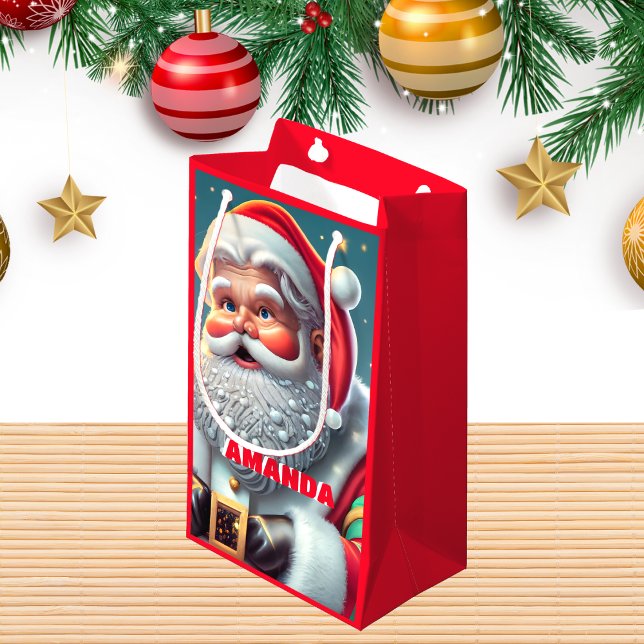 Sacola Para Presentes Pequena Papai Noel Natal Crianças Personalizadas Vermelho (Criador carregado)