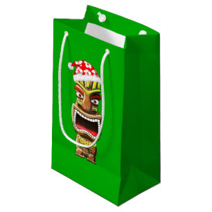 Sacola Para Presentes Pequena Papais noeis de Natal Havaianos Tiki