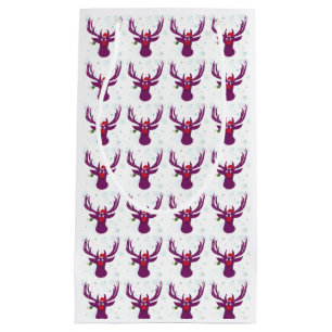 Sacola Para Presentes Pequena Papais noeis Roxos Deer New Year Gift Bag