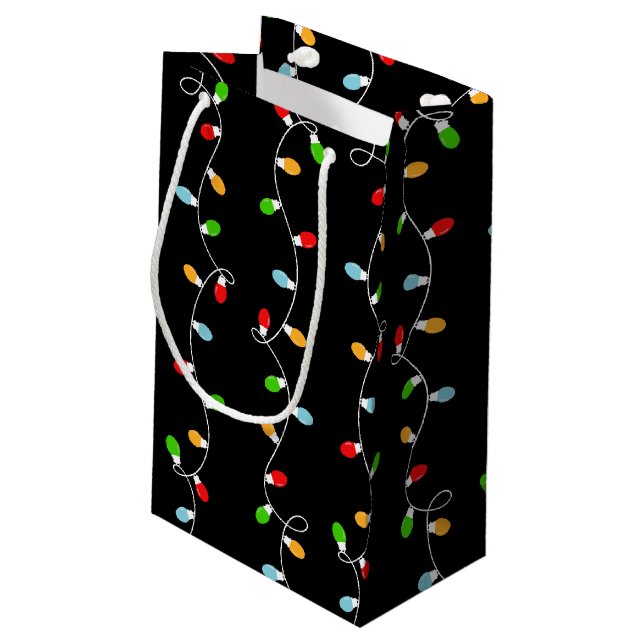 Sacola Para Presentes Pequena Para Presentes Luzes de Natal (Verso inclinado)