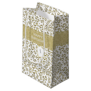Sacola Para Presentes Pequena Parabéns, 55 anos, padrão numérico Dourado/branco