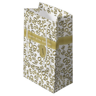 Sacola Para Presentes Pequena Parabéns 80 Birthday Dourado e Padrão de Número Br