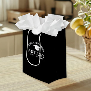 Sacola Para Presentes Pequena Parabéns Boné de formatura preto