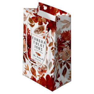 Sacola Para Presentes Pequena Parabéns de Casamento outono Floral de Bela Russa