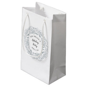 Sacola Para Presentes Pequena partido branco da grinalda das bagas do inverno