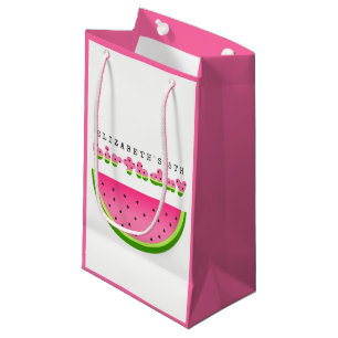 Sacola Para Presentes Pequena Partido cor-de-rosa do piquenique do aniversário
