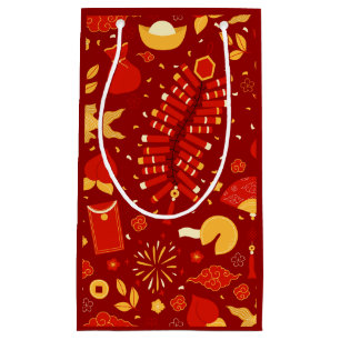 Sacola Para Presentes Pequena Partido da Celebração de Ano Novo Chinês Vermelho