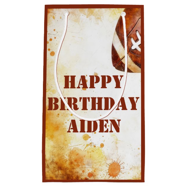 Sacola Para Presentes Pequena Partido de Tema de Futebol Personalizado (Frente)