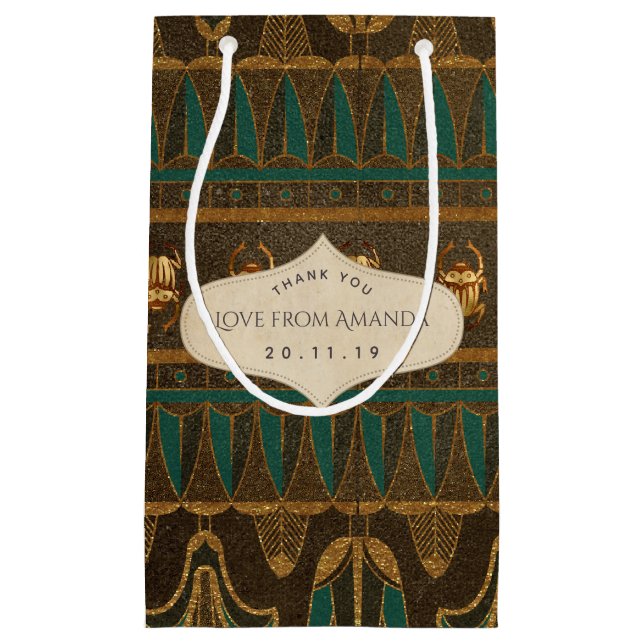 Sacola Para Presentes Pequena Partido Pensado Egípcio Ouro Foil (Frente)