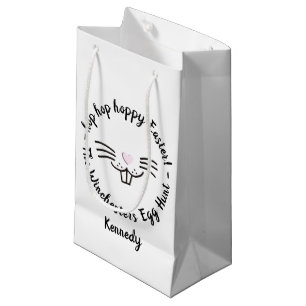 Sacola Para Presentes Pequena Páscoa esquisita, coelhinho engraçado cara com nom
