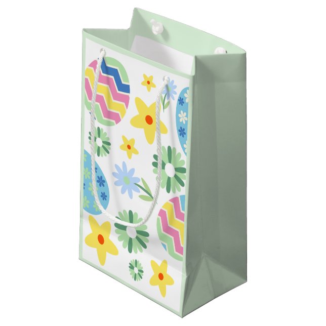 Sacola Para Presentes Pequena Páscoa Floral (Frente inclinada)