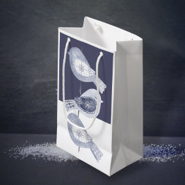 Sacola Para Presentes Pequena Pássaros Azuis do Natal Nórdico