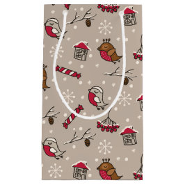 Sacola Para Presentes Pequena Pássaros De Natal Woodland 'Casa Para Os Feriados'