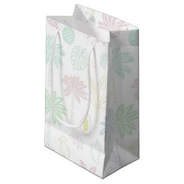 SACOLA PARA PRESENTES PEQUENA PASTEL TROPICAL VERÃO PALMEIRAS & FOLHAS