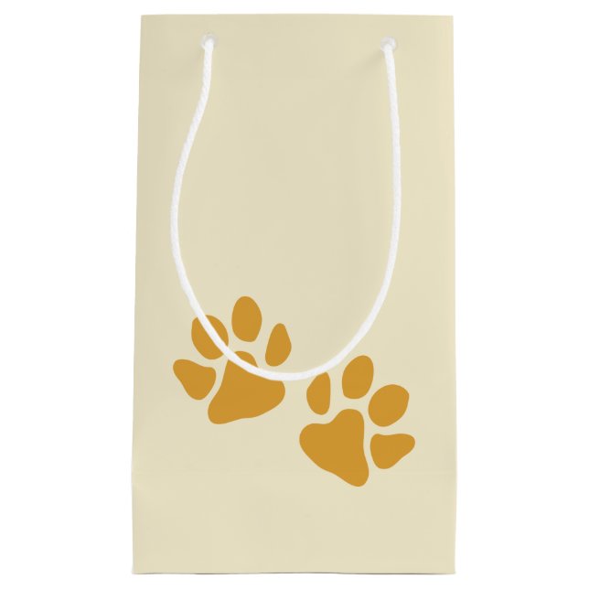 Sacola Para Presentes Pequena Patas de Natal Clássico Dourado (Frente)