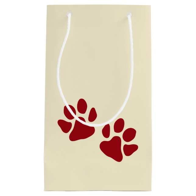 Sacola Para Presentes Pequena Patas de Natal Vermelho Clássico (Frente)