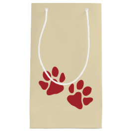 Sacola Para Presentes Pequena Patas de Natal Vintage Vermelho