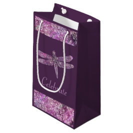 Sacola Para Presentes Pequena Patina roxo: Libélula