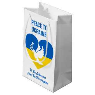Sacola Para Presentes Pequena Paz de Texto Personalizado para a Ucrânia