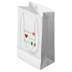 Sacola Para Presentes Pequena Peace Love Itália Heart Republic Flag