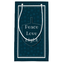 Sacola Para Presentes Pequena Peace Love Light Dreidel Star Snowflakes