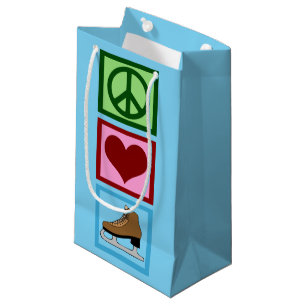 Sacola Para Presentes Pequena Peace Love Sking Skates De Gelo